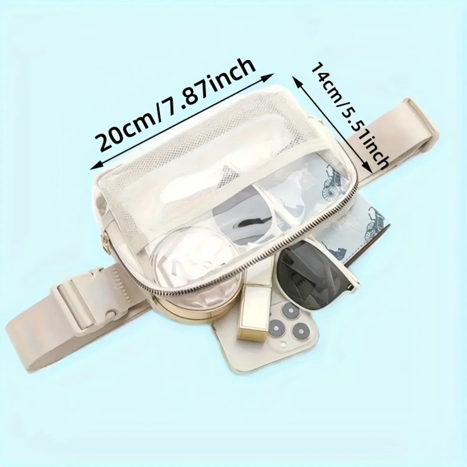 Color: WHITE, Ships From: CHINA - Transparent PVC Waist Pack - Fashion Zipper Fanny Pack for Sports Events, Concerts, Travel & Beach - Universal Fit, Solid Color,