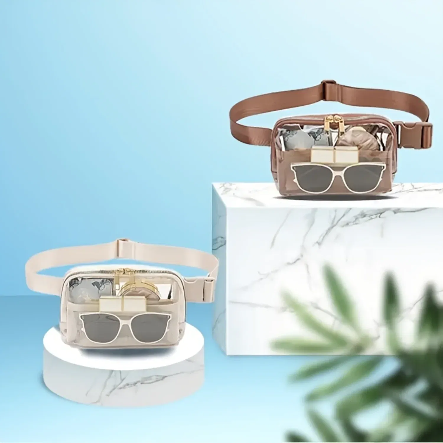 Color: WHITE, Ships From: CHINA - Transparent PVC Waist Pack - Fashion Zipper Fanny Pack for Sports Events, Concerts, Travel & Beach - Universal Fit, Solid Color,
