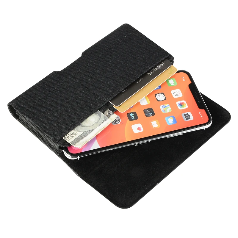Color: black - Universal Casual Phone Pouch Waist Bag For iPhone Samsung Google Smart Phone Case Belt Clip Holster Oxford Cloth Bag Flip Cover