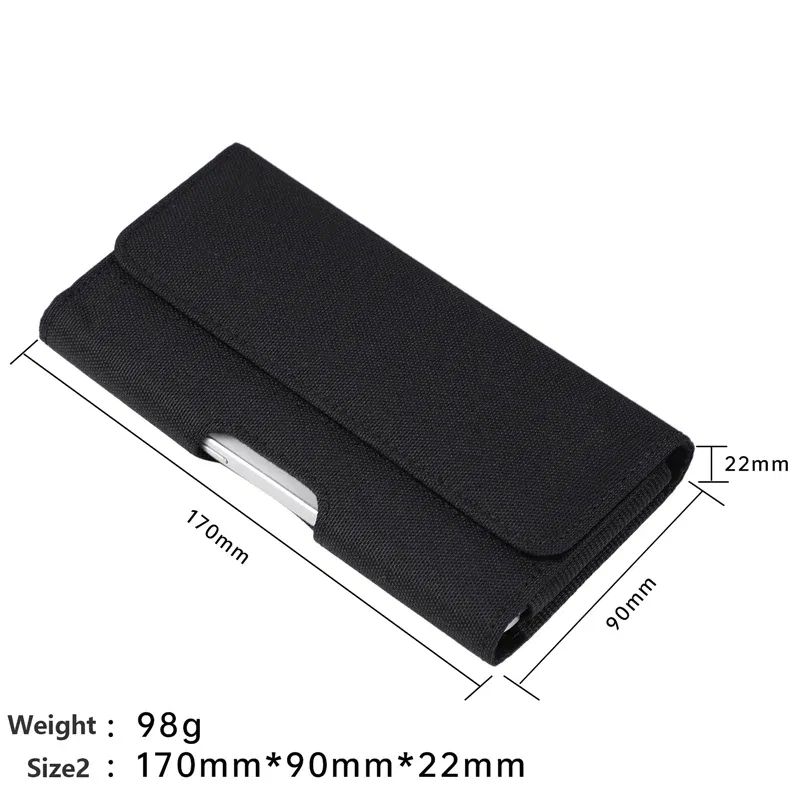 Color: black - Universal Casual Phone Pouch Waist Bag For iPhone Samsung Google Smart Phone Case Belt Clip Holster Oxford Cloth Bag Flip Cover