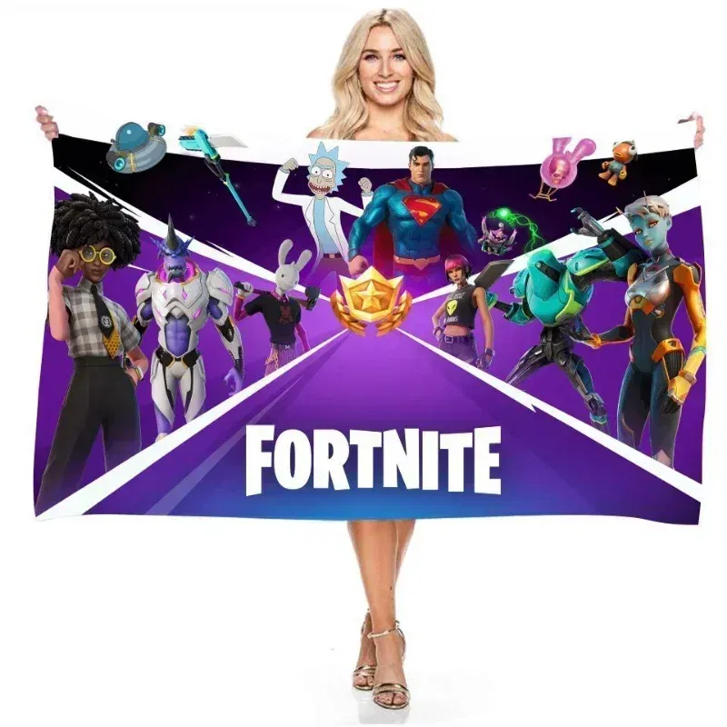 Color: Pink, Size: 12cm - Fortnite Children Microfiber Bath Towel Boy Girl Soft Wearable Cartoon Bathing Beach Spa Bathrobe Wash Clothing
