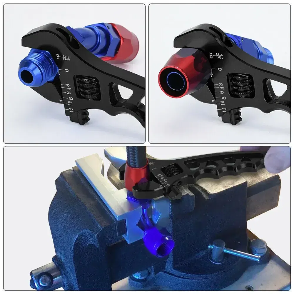 Color: PURPLE - Aluminum Adjustable Spanner Wrench Tool for Fuel Hose End Fitting 3AN to 12AN