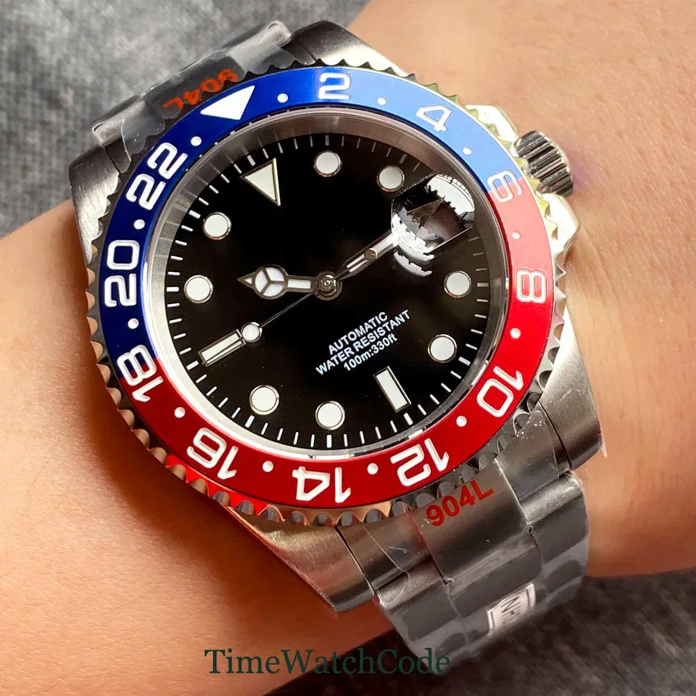 Color: Blue, Size: Option 1 - Sterile Men's Watch 40mm Genuine NH35 Automatic Movement 10ATM Water Resist Sapphire Glass Black Dial Date 316L Oyster Bracelet