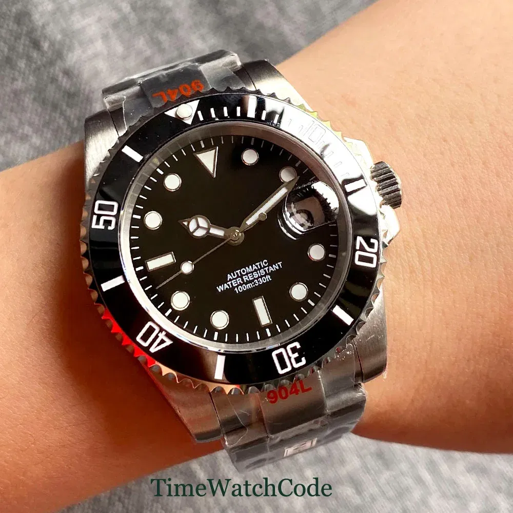 Color: Blue, Size: Option 1 - Sterile Men's Watch 40mm Genuine NH35 Automatic Movement 10ATM Water Resist Sapphire Glass Black Dial Date 316L Oyster Bracelet