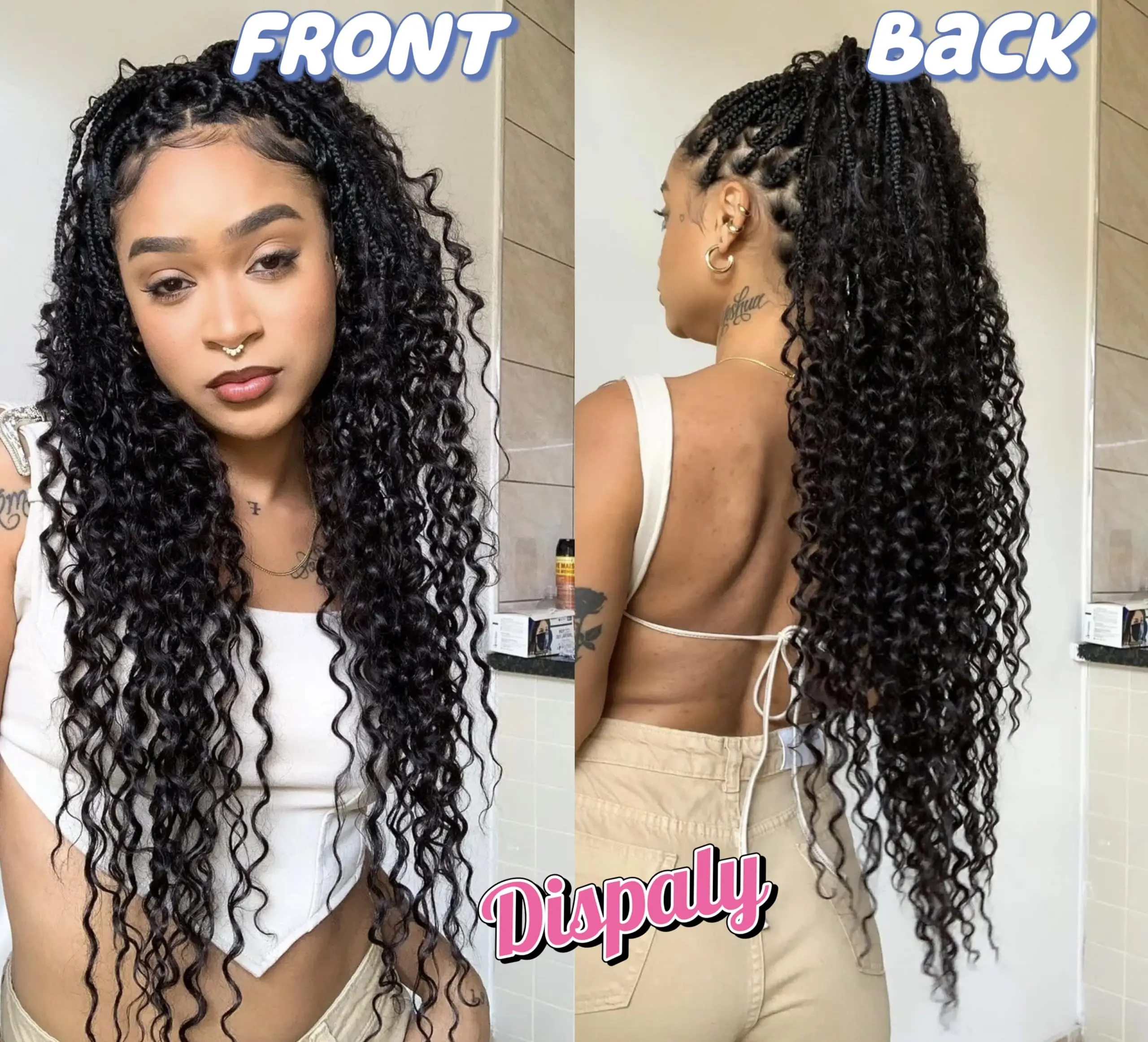 Color: Natural Color, Material Grade: virgin hair, Stretched Length: 22INCHES, Bulk Buy: 5pcs/lot - Bulk hair braiding Water Wave Bulk 18 inch human hair Boho braids with for knotless box or curly loose wave