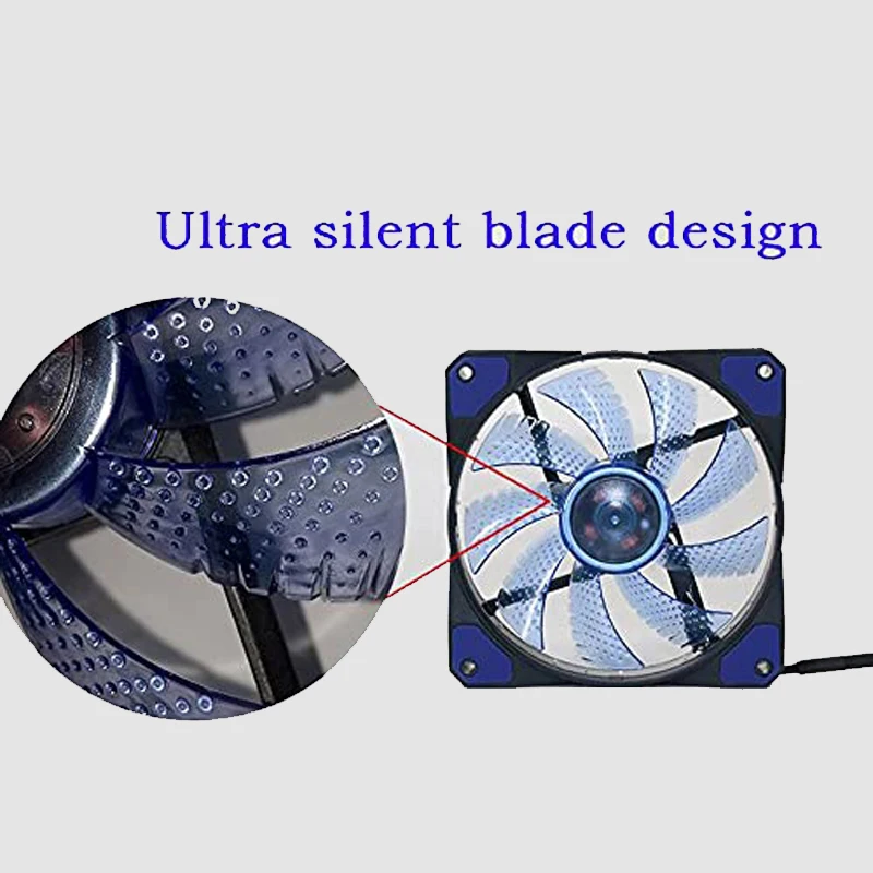 Color: Blue, Blade Color: WHITE, RGB Support: Fixed Color - 12CM RGB LED PWM Light Heat Dissipation Fan 12V DC 15 33 Lights Computer Case Cooling Fan