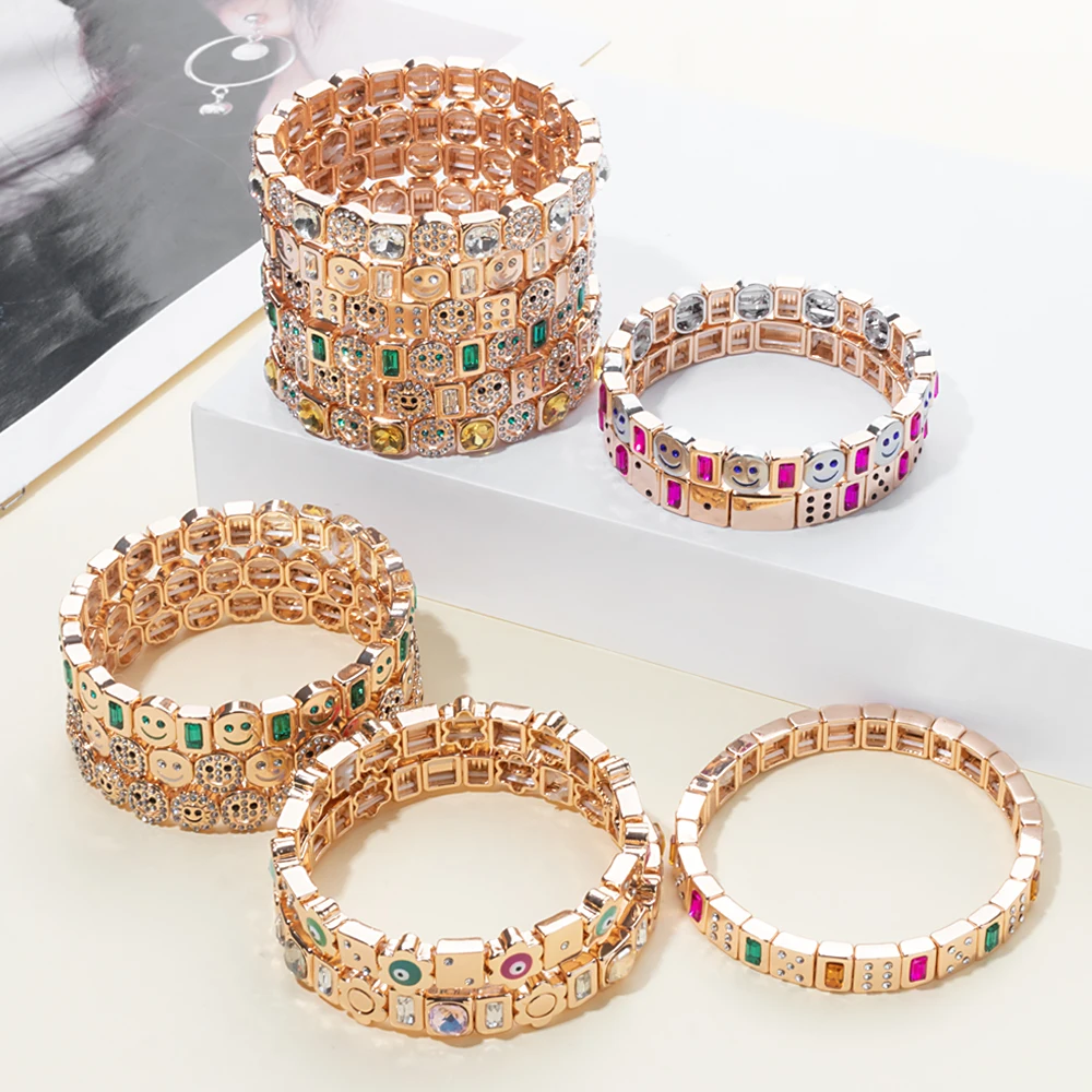 Metal Color: PURPLE, Ships From: CHINA, Diameter: 50-52mm - 2024 New Rhinestone Happy Bangle For Women Diamond Hand Accessory