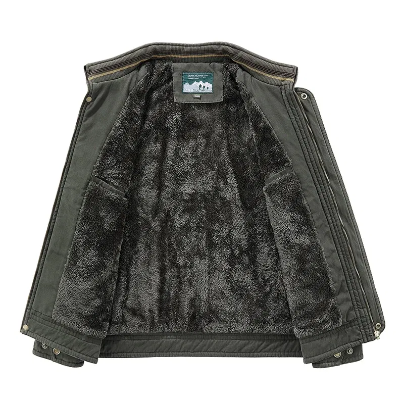 Color: green, Size: XXS - Men Zipper Fleece Jackets Military Waterproof Windproof Cargo Jacket Outdoor Multi-pockets Tactical Climb Fishing Cycling Jacket