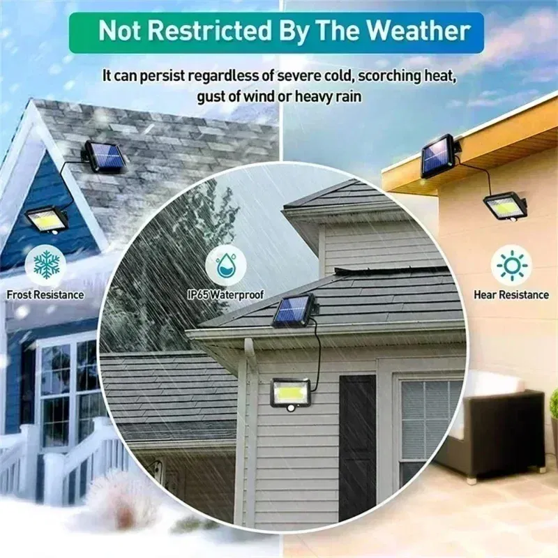 Emitting Color: ROSE - COB LED Solar Light Outdoor PIR Motion Sensor Solar Waterproof Wall Emergency Street Light Garage Lighting Patio Security Lights