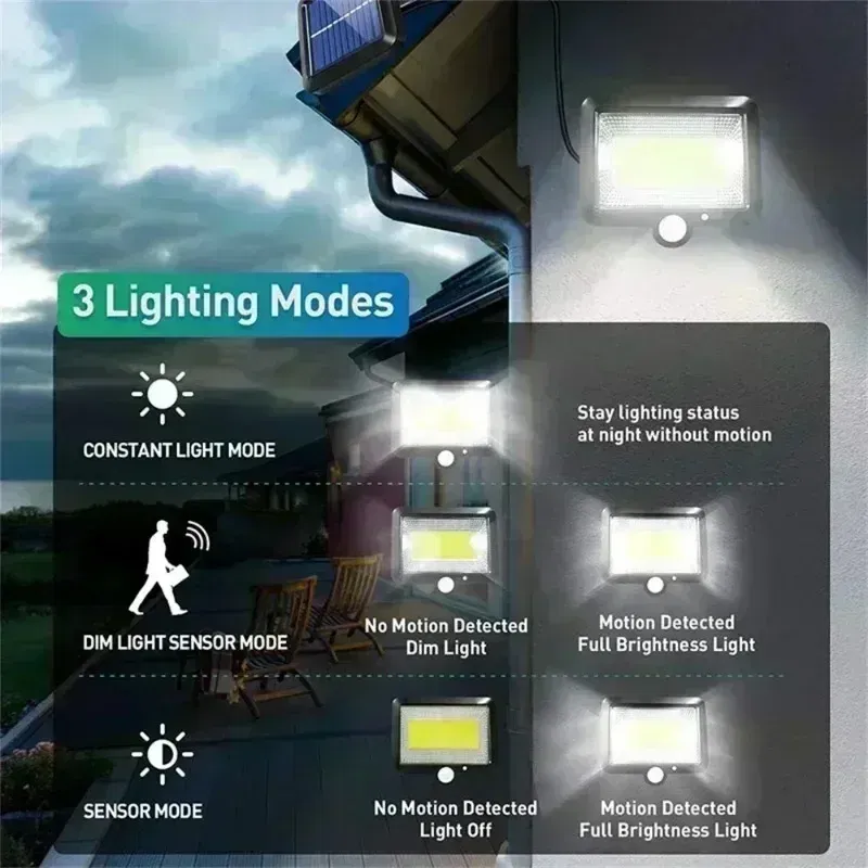 Emitting Color: ROSE - COB LED Solar Light Outdoor PIR Motion Sensor Solar Waterproof Wall Emergency Street Light Garage Lighting Patio Security Lights