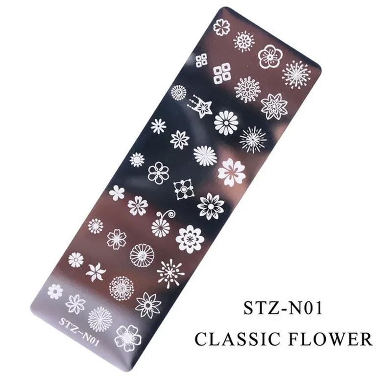 Color: green - 12Designs Retro Flower Butterfly Nail Art Templates Stamping Plate Snowflake Animal Lace Stamp Templates Plate Image Decor Tools