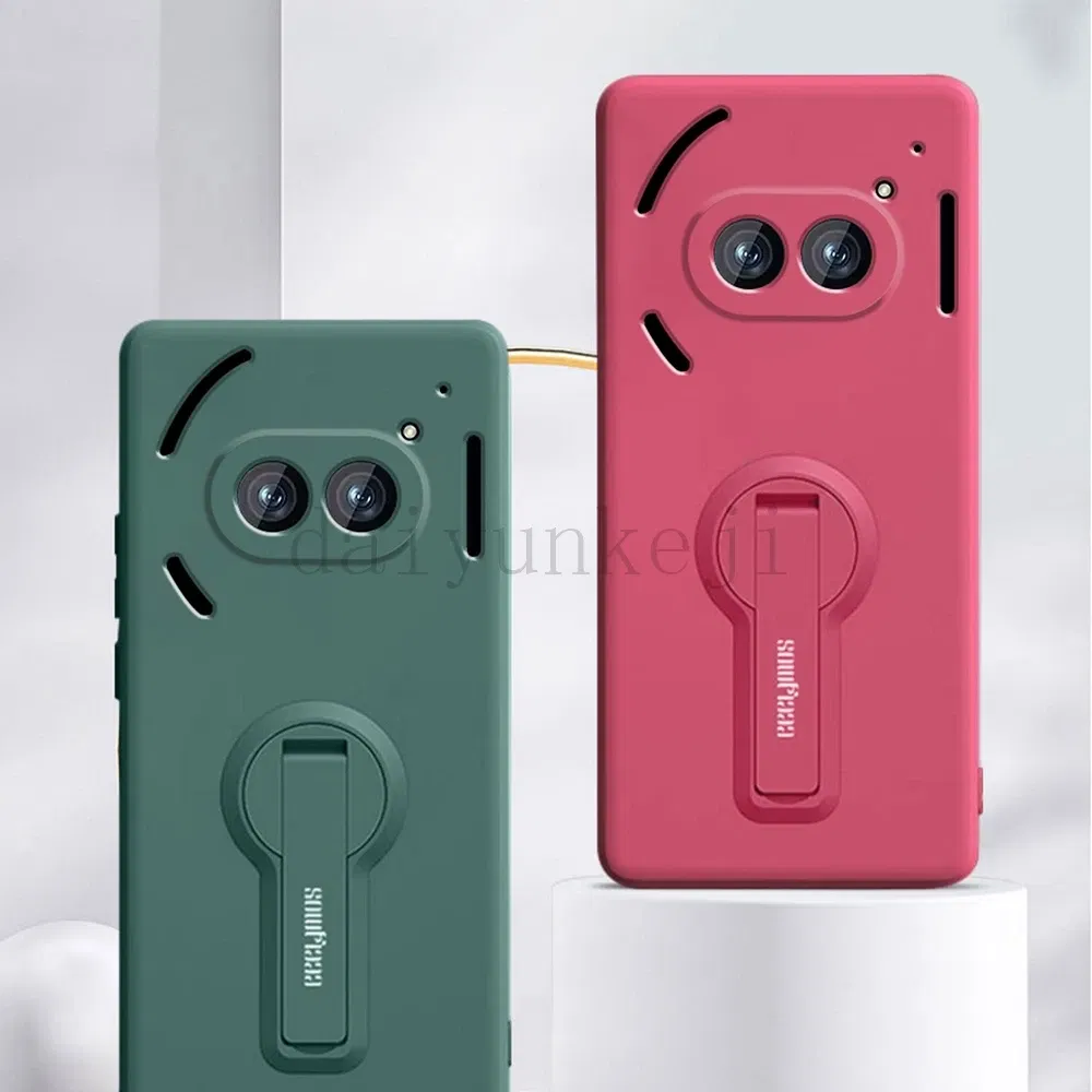 Color: black, Material: Aluminum - Liquid Silicone Case For Nothing Phone 2A Plus 3A Soft Cover Shockproof Protective Phone Case with Holder Screen Film