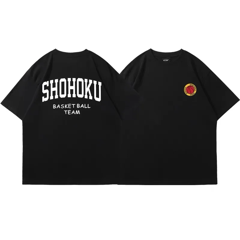 Color: SKY BLUE, Size: L - Japanese Anime Shohoku Basket Ball Team T-Shirt Men Women Sakuragi Hanamichi Print T Shirts Oversized Cosplay Unisex Clothes