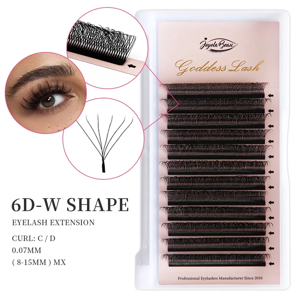Color: Orange, Curl: D, Thickness: 0.07mm, Length: 17mm, Ships From: CHINA - Goddess 3D/4D/5D/6D/7D/8D W Shape lashes 4D Premade Fan Lash Extensions 0.07 C/D Curl Natural Soft High Quality Idividual Lashes