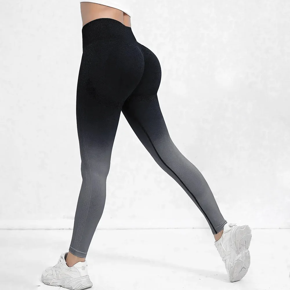 Color: GRAY, Size: L - Tie Dye Seamless Leggings for Women High Waist Yoga Pants, Scrunch Butt Lifting Elastic Tights