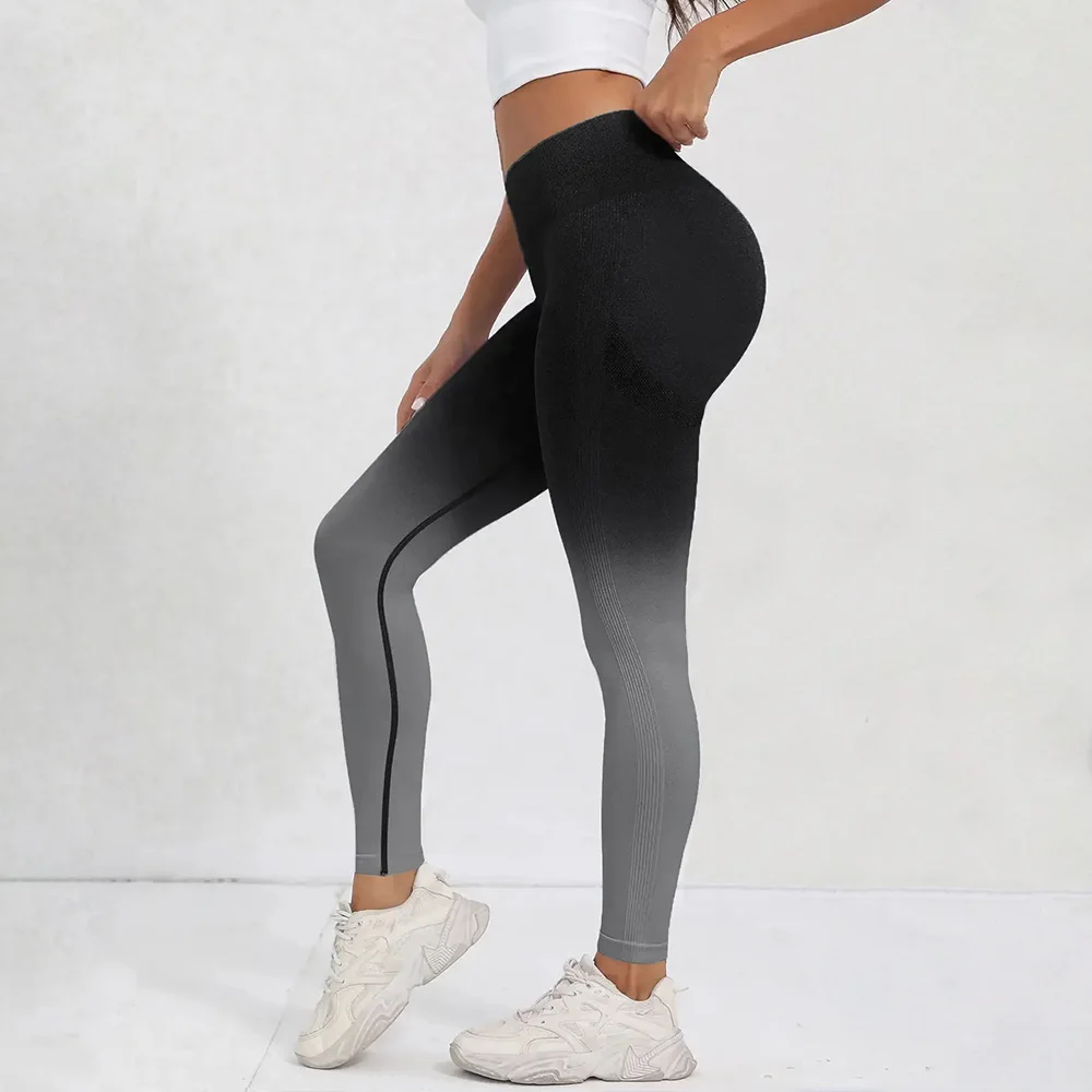 Color: GRAY, Size: L - Tie Dye Seamless Leggings for Women High Waist Yoga Pants, Scrunch Butt Lifting Elastic Tights