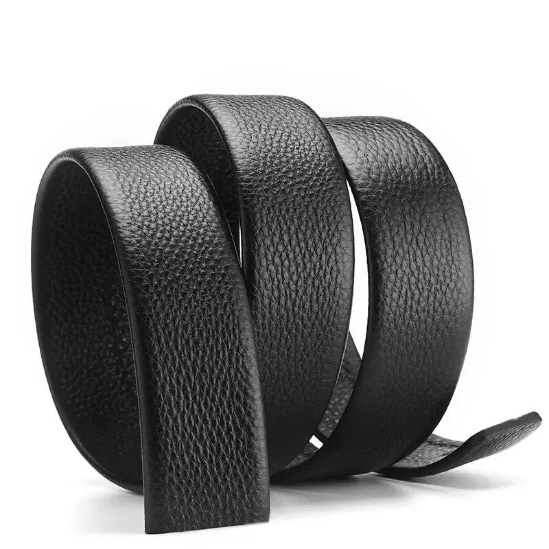 Color: green, Belt Length: 130cm - 2Pcs Men's Belt Fashion Without Buckle High End Belts Black Soft PU Leather Men Belts Body No Buckle Strap