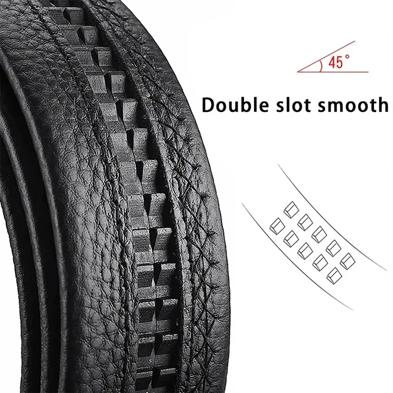 Color: green, Belt Length: 130cm - 2Pcs Men's Belt Fashion Without Buckle High End Belts Black Soft PU Leather Men Belts Body No Buckle Strap