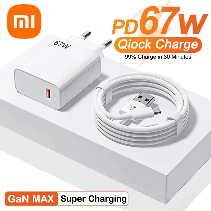 Plug Type: BR - Xiaomi 67W Super Fast Charger USB Type-C PD Interface Charging Fast Charging Phone Charger For iPhone15 Samsung Huawei Data Line