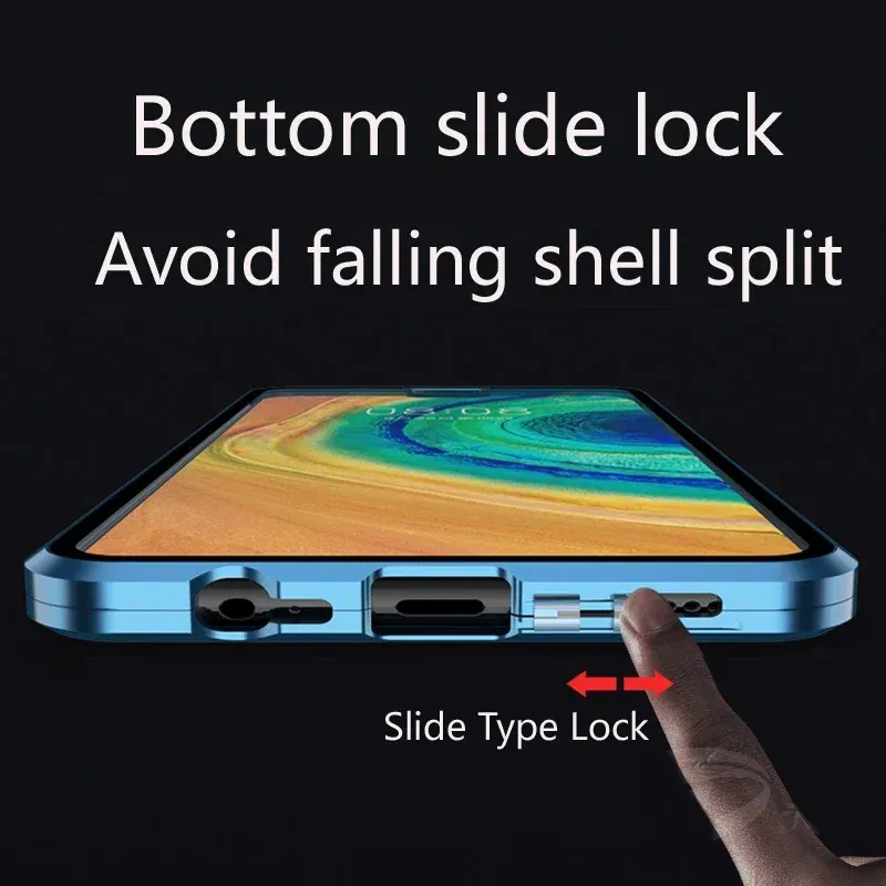 Color: black, Material: Silicon - Double Sided Glass Magnetic Metal Snap Lock Phone Case For Honor Magic 4 5 Ultimate 6 Lite 7 Pro Lens Protection Cover Cases