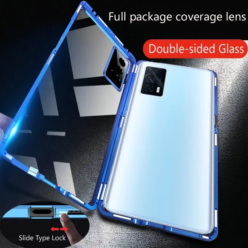 Color: black, Material: Silicon - Double Sided Glass Magnetic Metal Snap Lock Phone Case For Honor Magic 4 5 Ultimate 6 Lite 7 Pro Lens Protection Cover Cases