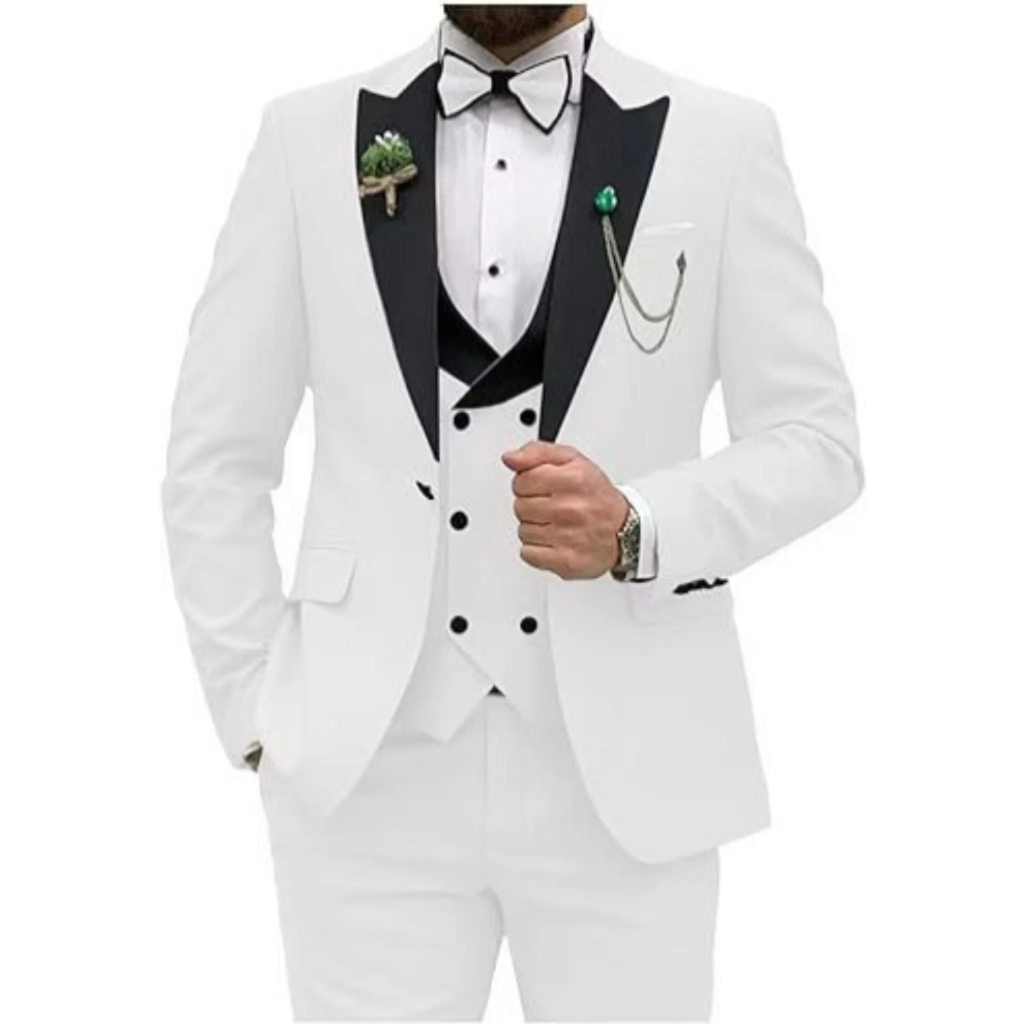 Color: Dark Grey, Size: One Size - Men Suit Colorful Luxury Blazer Vest And Pant Sets 3 Piece Birthday Dress Business  Prom Evening Party Costumes High Quality