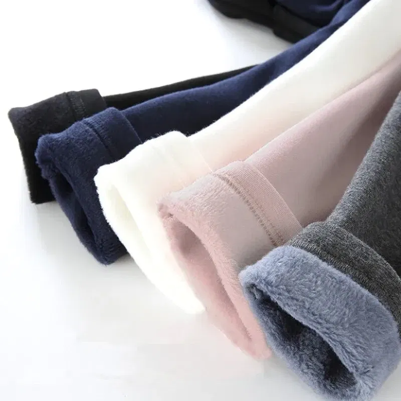 Color: SKY BLUE, Kid Size: 2T - 2024 Girls' Pants Children's Winter Thickened Warm Pants Warm Elastic Pink Navy Blue Underpants Boys' Pants