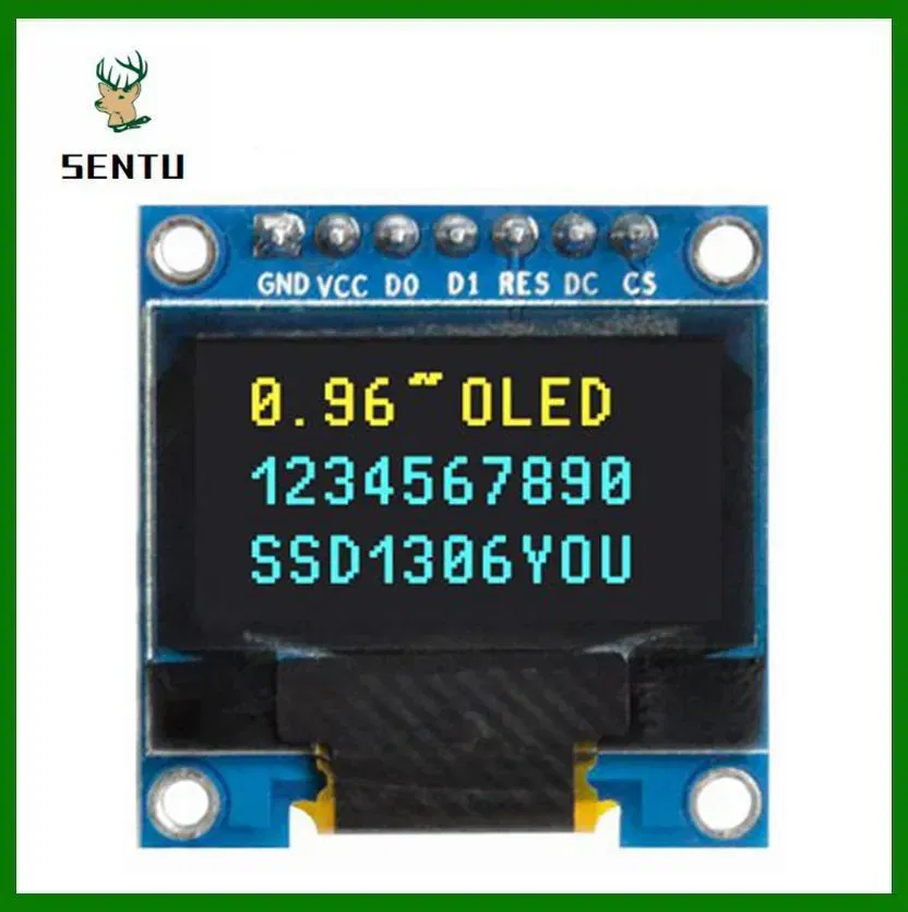 Color: Yellow Blue - 0.96 inch OLED IIC Serial White Display Module 128X64 I2C SSD1306 12864 LCD Screen Board GND VCC SCL SDA 0.96" for Arduino Black