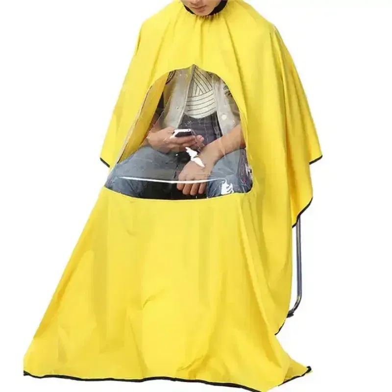 Color: light yellow, Ships From: CHINA - Professional Waterproof Styling Salon Barber Hairdresser Hair Cutting Hairdressing Gown Cape with Viewing Window Apron