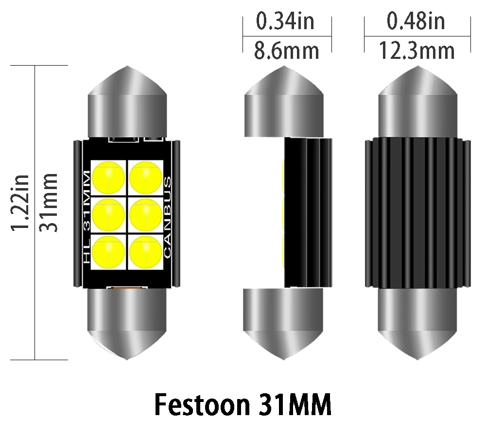 Car LED Light Festoon 31mm 36mm 39mm 41mm CANBUS no error 3030 6SMD 2