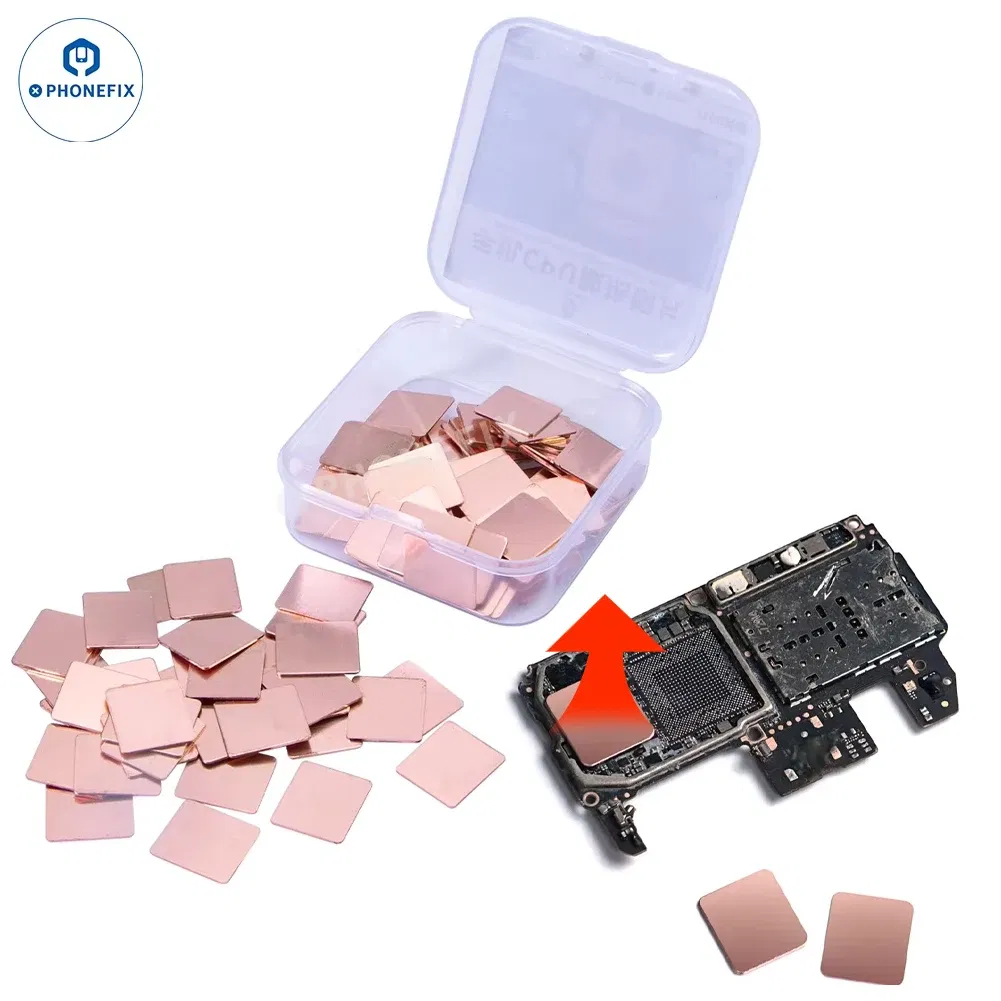 Color: WHITE - 0.1/0.3/0.5mm 100pcs Thin Pad Mobile Phone CPU Heat Sink Copper Sheet Thermal Conductive Pad for Motherboard Heating Dissipation