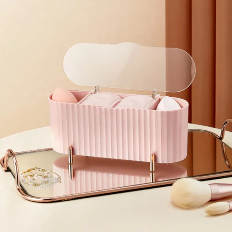 Color: Green - Cotton Swab Organizer Holder Cotton Pad Storage Box Transparent Remover Paper Makeup Box With Lid Dustproof Desktop Makeup