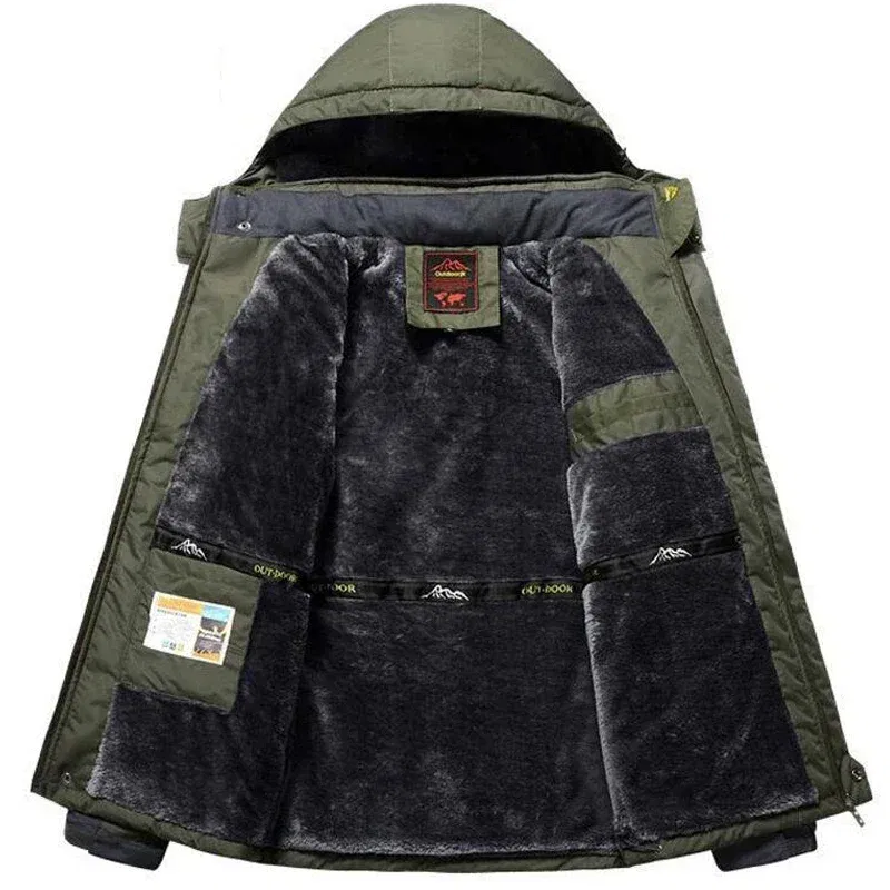 Color: Beige, Size: XS - Winter Jacket Men Thick Fleece Waterproof Outwear unload Jackets Men's Windbreaker Army Parka Raincoat Coats Plus Size 8XL 9XL