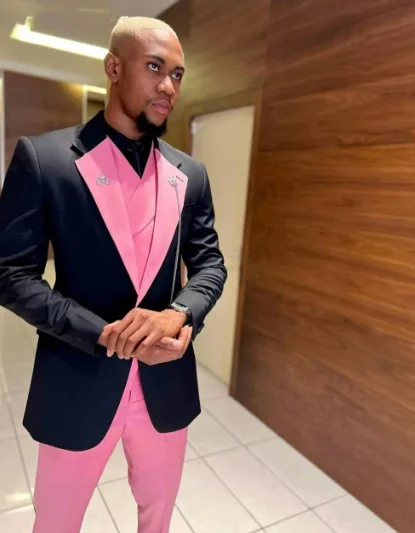 Color: Beige, Size: XS - Black Pink Men Suits Wedding Prom Party Suit Single Breasted Blazer Sets Costume Homme trajes de vestir para hombre 3 Pieces