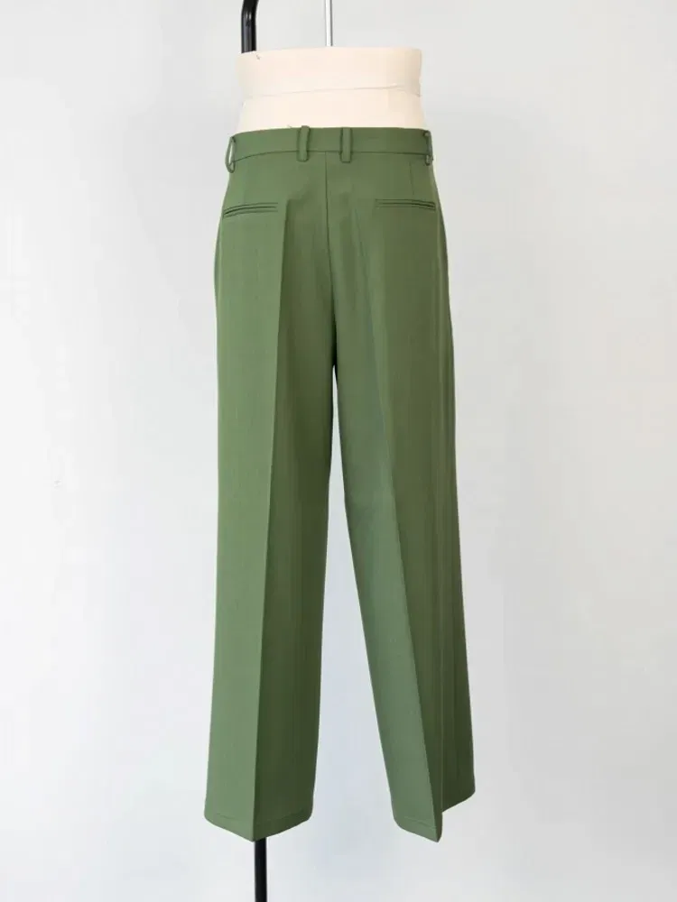 Color: green, Size: M - 2025 Hot Sale Mens Beads Design Spring Suits Casual Two Piece Set Loose Fit Fashion Match Set Outfit Hand Stitch Wide Leg Pants