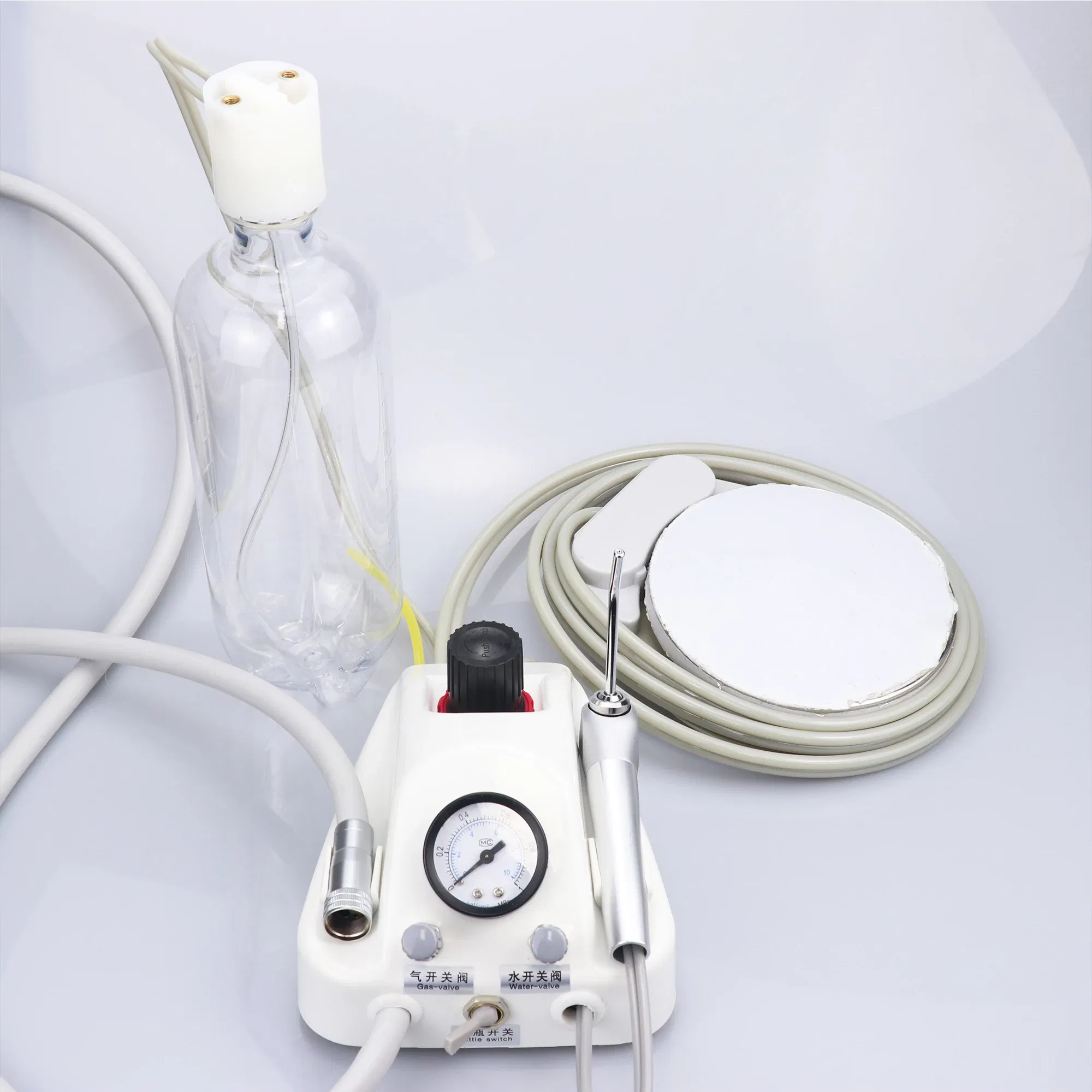 Color: Pink - Dental Portable Turbine Unit Work with Air Compressor 3 Way Syringe 2/4 Holes Teeth Whitening Dental Equipment