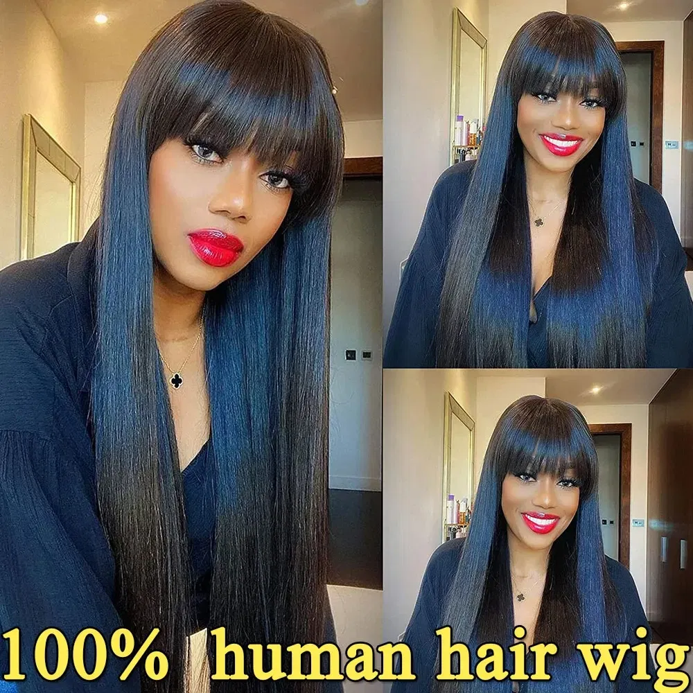 Stretched Length: 22INCHES, Lace Wig Type: 4*1, Density: 180%, Ships From: CHINA - 30 Inch 3X1 Middle Part Lace Human Hair Wig With Bangs For Women Straight Brazilian Wigs On Sale Cheap Fringe Short Bob Wigs