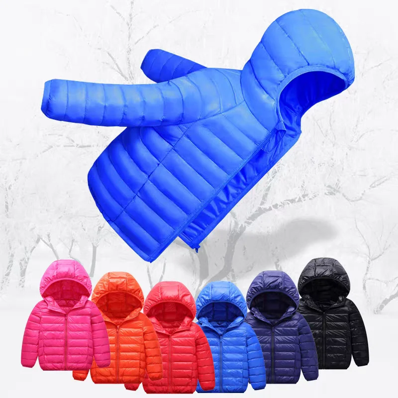 Color: Beige, Kid Size: 4T - Boys Girls Autumn Down Coats Kids Winter Windproof Jackets Children Solid Color Hooded Outerwear Teenager Fashion Warm Clothing