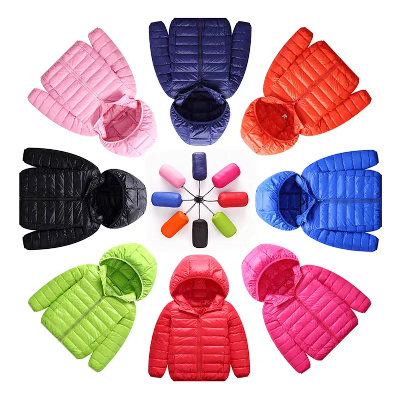 Color: Beige, Kid Size: 4T - Boys Girls Autumn Down Coats Kids Winter Windproof Jackets Children Solid Color Hooded Outerwear Teenager Fashion Warm Clothing