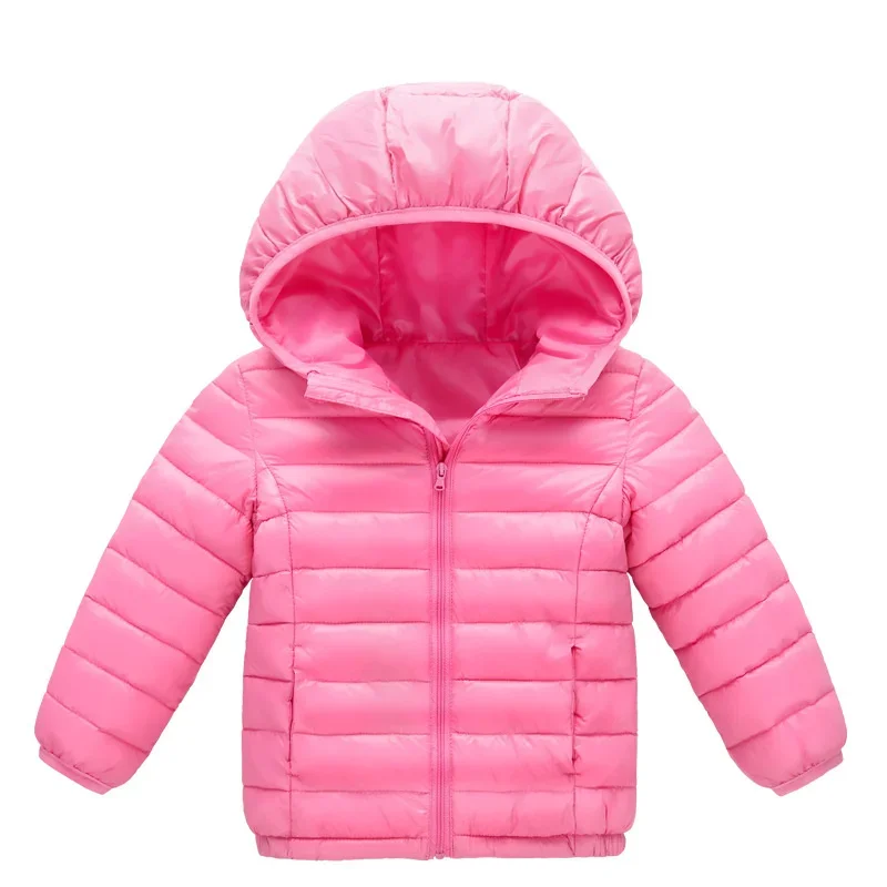 Color: Beige, Kid Size: 4T - Boys Girls Autumn Down Coats Kids Winter Windproof Jackets Children Solid Color Hooded Outerwear Teenager Fashion Warm Clothing