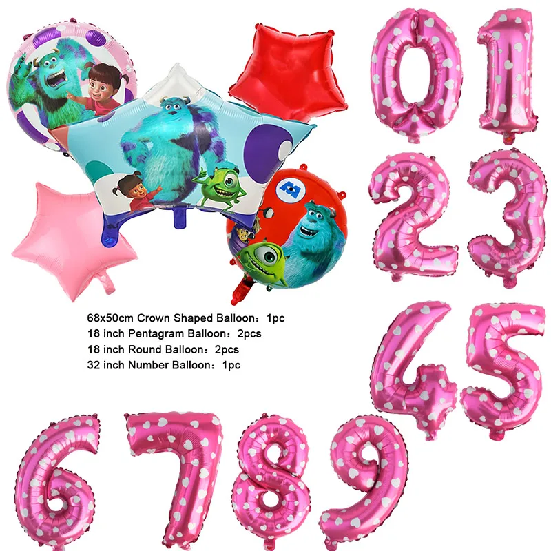 Color: MINT GREEN, Capacity: 1250ml - Monsters University Monsters, Inc. James P. Sullivan Theme Birthday Party Decoration Crown Shaped Balloon Set Baby Shower