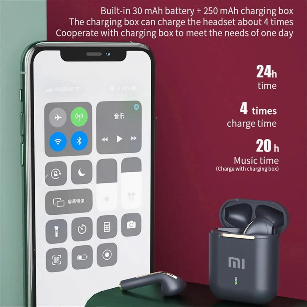Color: WHITE - xiaomi J18 Wireless Earphone Bluetooth Headset 9D Noise Reduction Gaming Headset With Microphone TWS Ear Buds Hands-free Earbuds