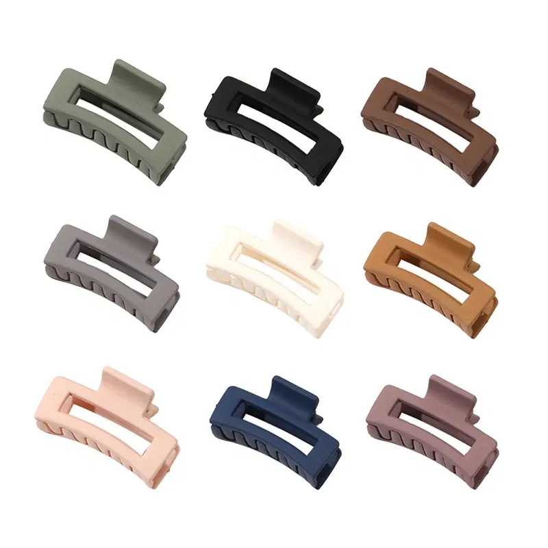 Color: black - Wholesale 4.5cm Frosted Matte Mini Grab Clip Crab Hair Clips Women Hollow Square Hair Catches Ponytail Clip Bangs Clip Top Clips