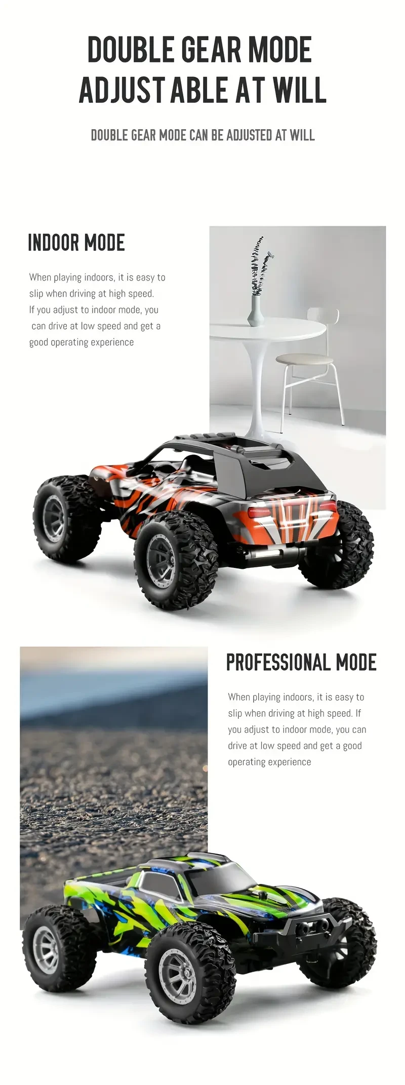 Scale High-Speed RC Off-Road Car - 20km/h Top Speed, 2.4Ghz, All-Terrain, Electric Toy Car with LED Lights - Ideal Christmas Gift for Boys and Girls, Perfect for Indoor and Outdoor Play