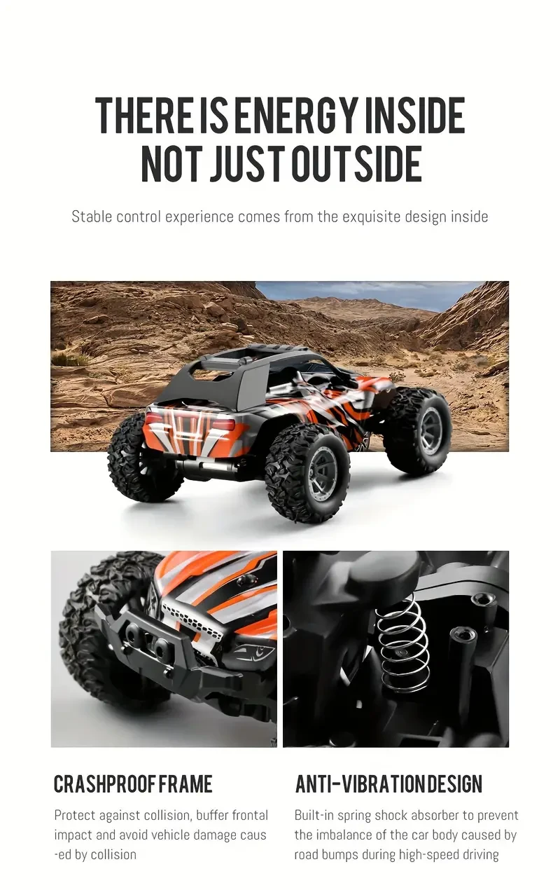 Scale High-Speed RC Off-Road Car - 20km/h Top Speed, 2.4Ghz, All-Terrain, Electric Toy Car with LED Lights - Ideal Christmas Gift for Boys and Girls, Perfect for Indoor and Outdoor Play