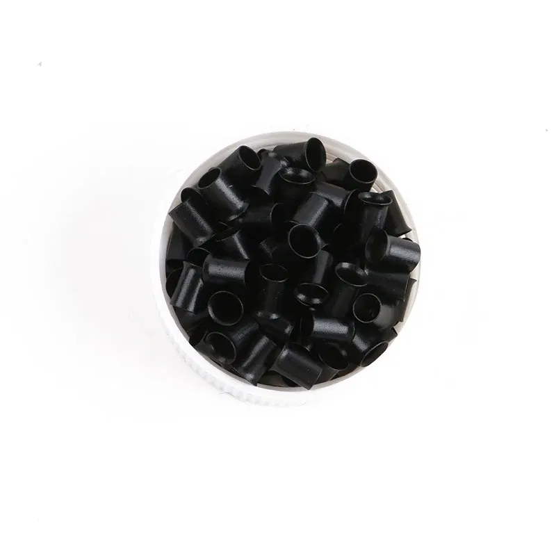 Color: Medium Brown - 10000pcs/bag 4.0*3.6*6.0mm Copper Flared Flaring Micro Rings Tube Euro Locks for feather human hair extensions tools accessories