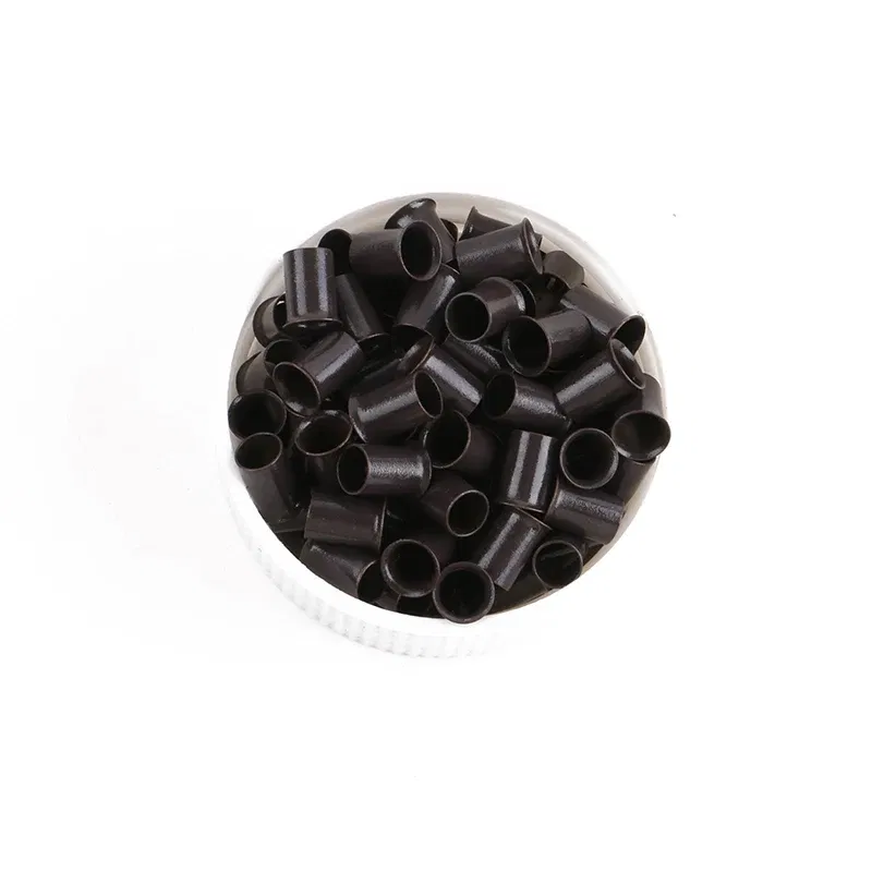 Color: Medium Brown - 10000pcs/bag 4.0*3.6*6.0mm Copper Flared Flaring Micro Rings Tube Euro Locks for feather human hair extensions tools accessories