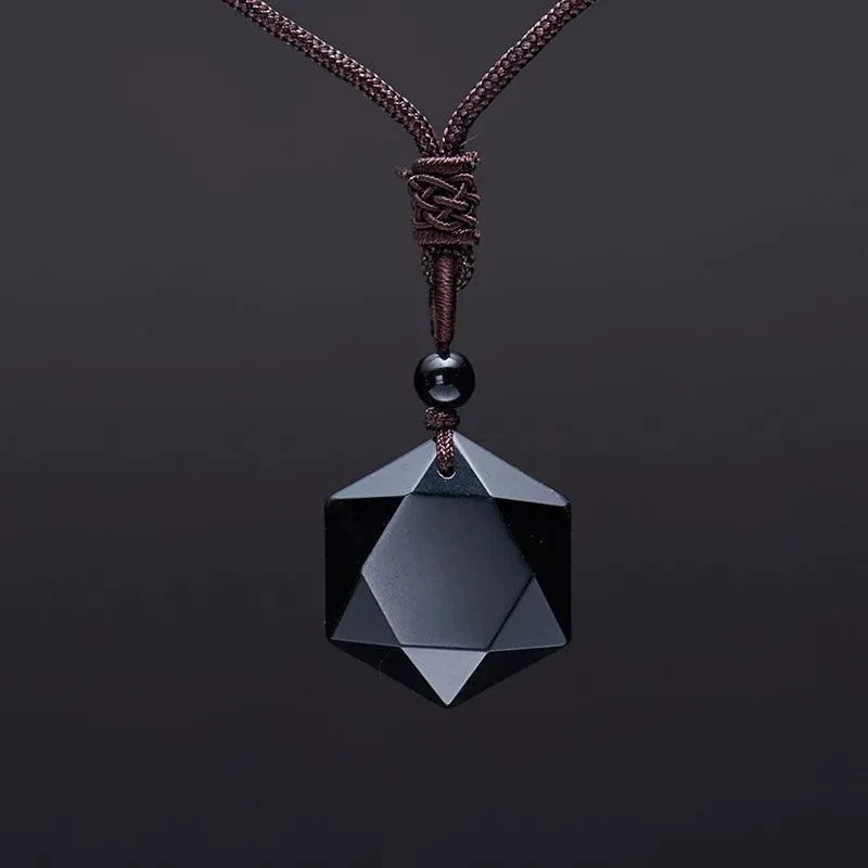 Obsidian Six-Pointed Star Pendant