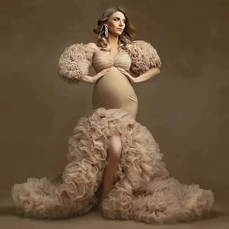 Color: army green, Maternity Size: XL, Ships From: CHINA - Tulle Long Maternity Dress Photoshoot  п?»?°?‚ь?µ  photography dresses baby shower dresses for pregnant woman  п?»?°?‚ь?µ д?»я ?±?&mi