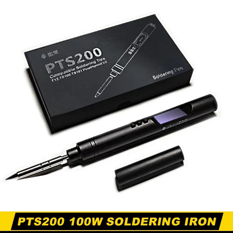 Color: Sky blue, Ships From: CHINA - PTS200 Smart Electric Soldering Iron 100W Mini Portable Fast Heating Soldering Station Universal TS101/TS100 Soldering Iron Tip